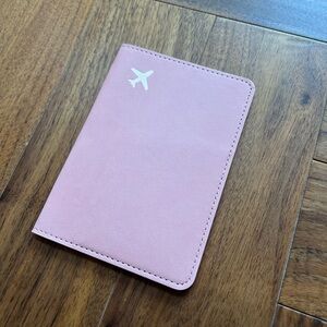 Pink Passport Holder with Airplane Design